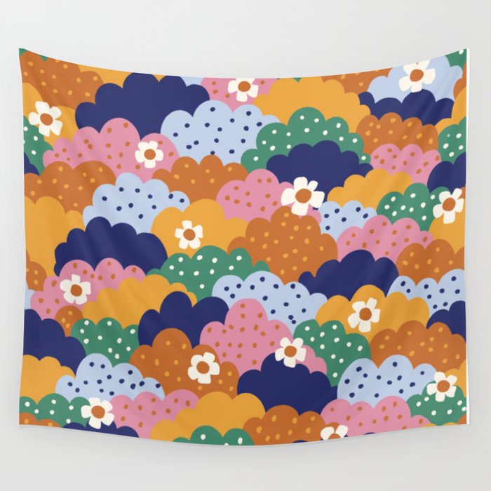 Floral cloudy pattern Wall Tapestry Gallery Image 4