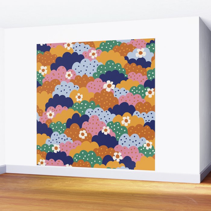Floral cloudy pattern Wall Mural Gallery Image 2