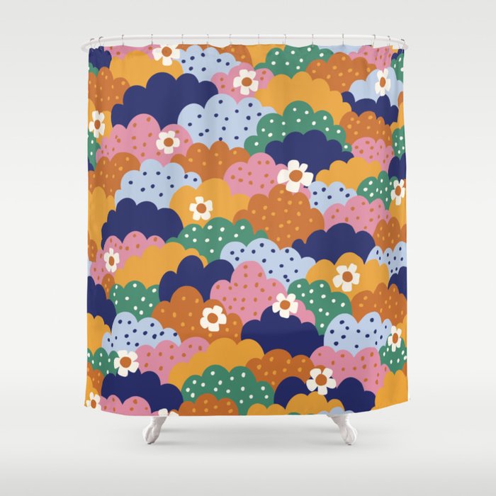 Floral cloudy pattern Shower Curtain Gallery Image 1