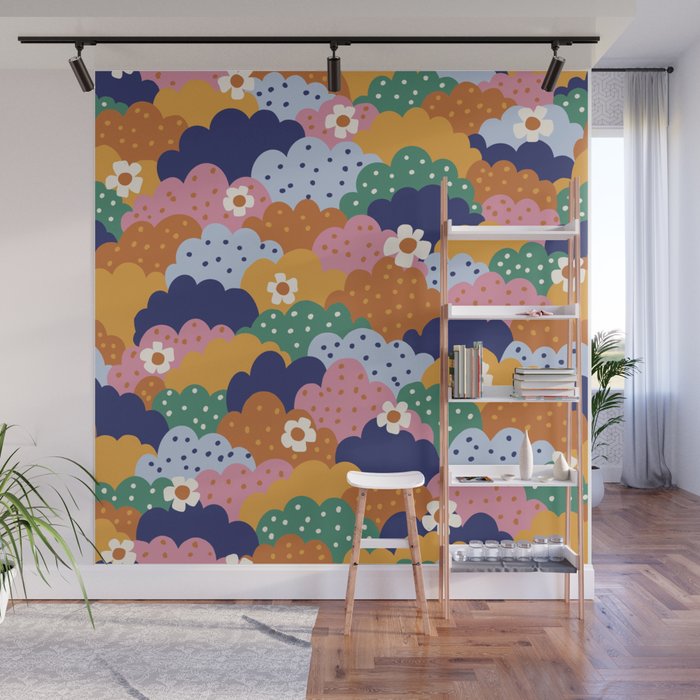 Floral cloudy pattern Wall Mural Gallery Image 1