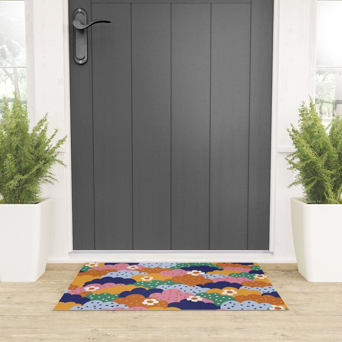 Floral cloudy pattern Welcome Mat Gallery Image 3