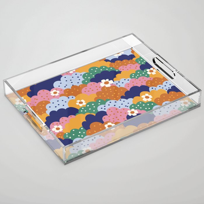 Floral cloudy pattern Acrylic Tray Gallery Image 1