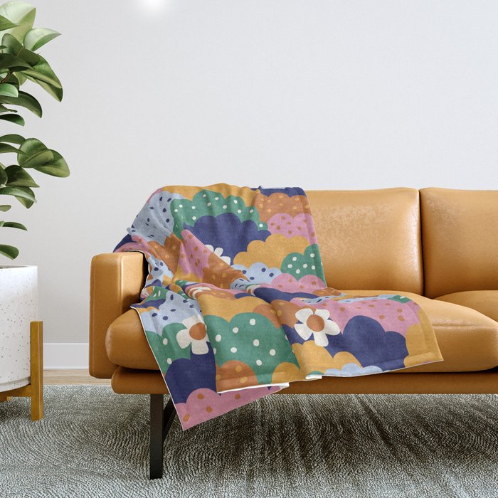 Floral cloudy pattern Throw Blanket Gallery Image 1