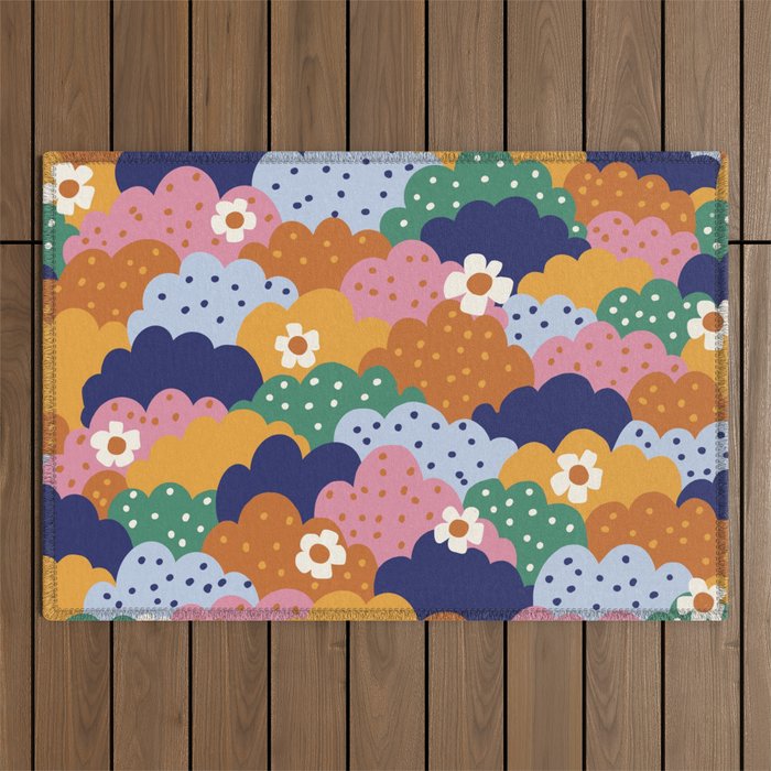 Floral cloudy pattern Outdoor Rug Gallery Image 1