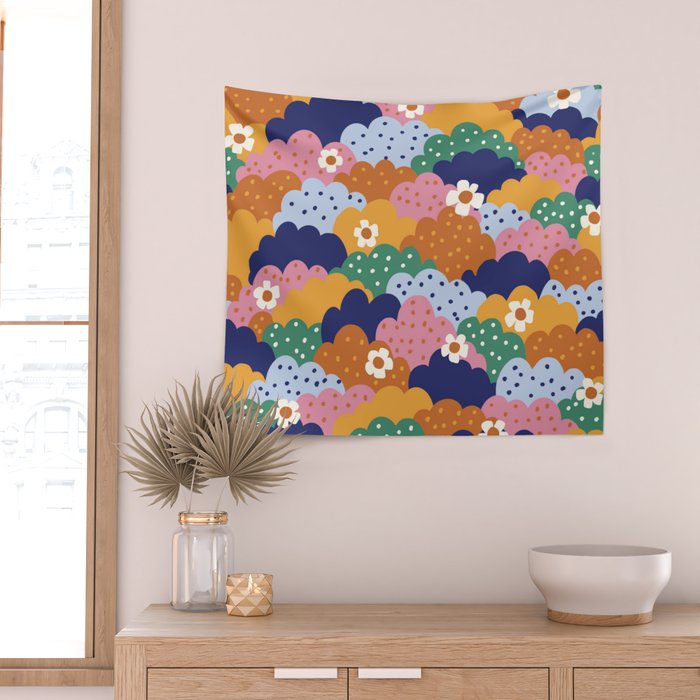 Floral cloudy pattern Wall Tapestry Gallery Image 2