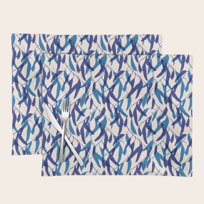 Gum leaves pattern in blue Placemat Gallery Image 1