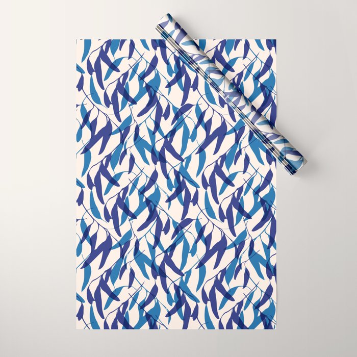 Gum leaves pattern in blue Wrapping Paper Gallery Image 1