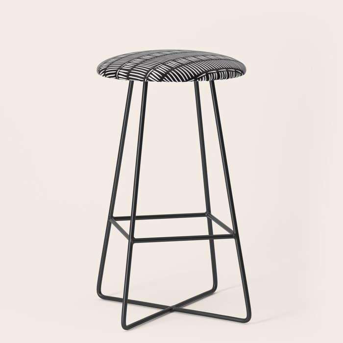 Black & White Stripe Pattern - black background Stool Gallery Image 1