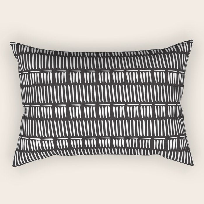 Black & White Stripe Pattern - black background Rectangular Pillow Gallery Image 2