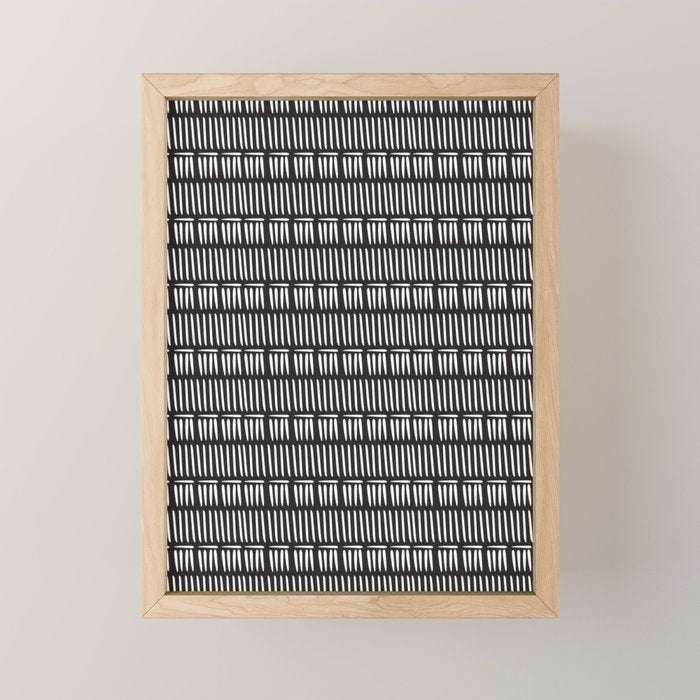 Black & White Stripe Pattern - black background Mini Art Print Gallery Image 1