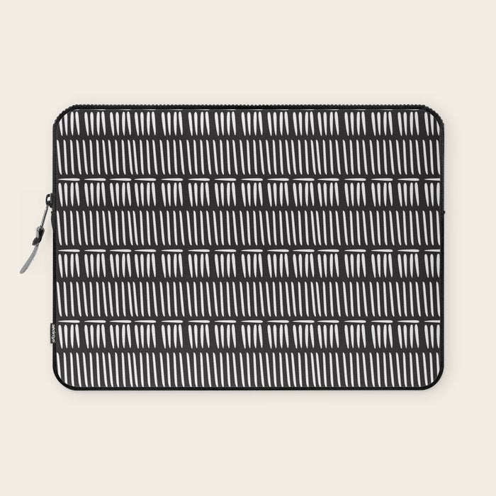 Black & White Stripe Pattern - black background Laptop Sleeve Gallery Image 1