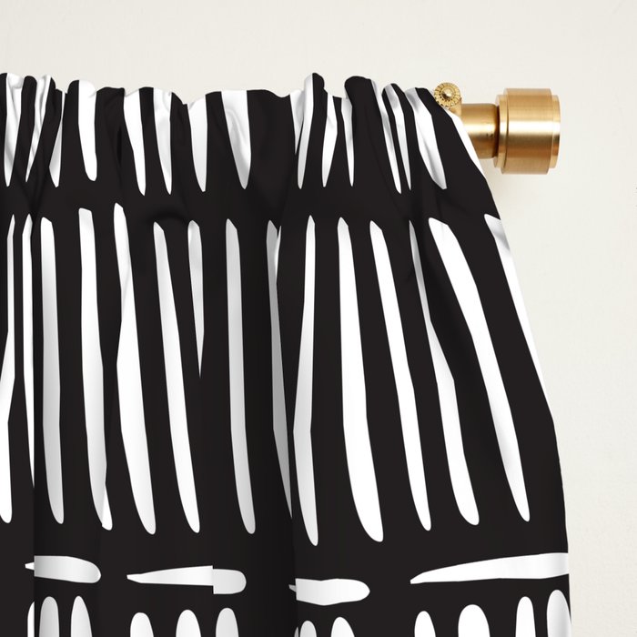 Black & White Stripe Pattern - black background Window Curtain Gallery Image 2