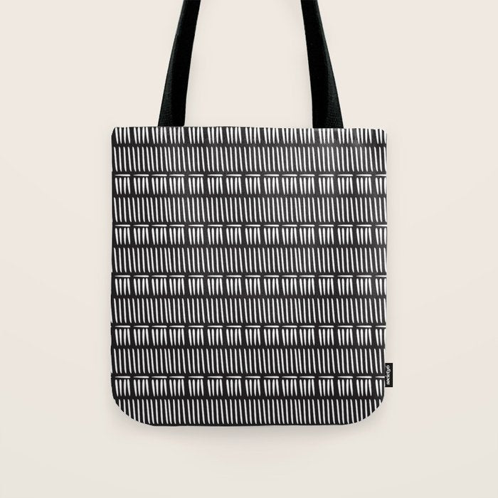 Black & White Stripe Pattern - black background Tote Bag Gallery Image 1