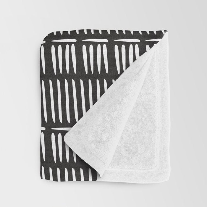 Black & White Stripe Pattern - black background Throw Blanket Gallery Image 3