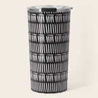 Black & White Stripe Pattern - black background Travel Mug Gallery Image 1