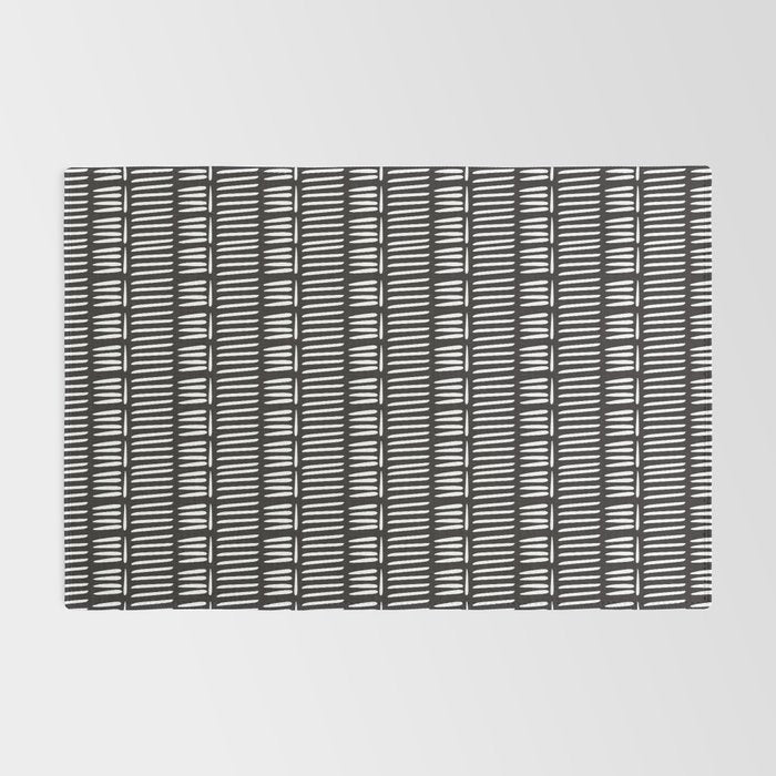 Black & White Stripe Pattern - black background Rug Gallery Image 2