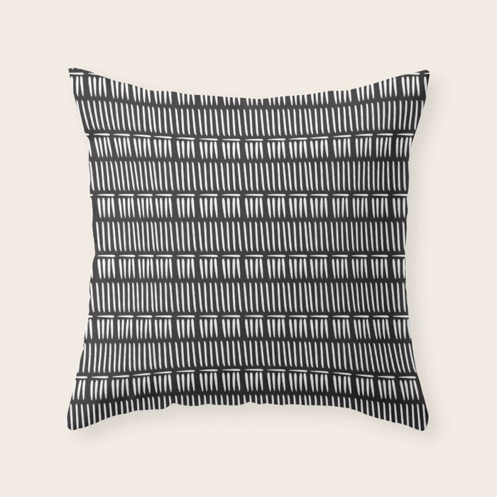 Black & White Stripe Pattern - black background Throw Pillow Gallery Image 6