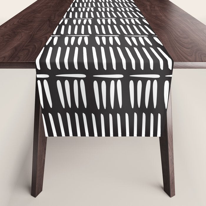 Black & White Stripe Pattern - black background Table Runner Gallery Image 1