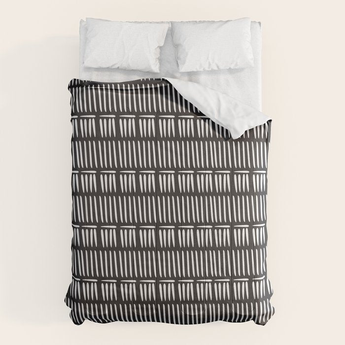 Black & White Stripe Pattern - black background Comforter Gallery Image 6