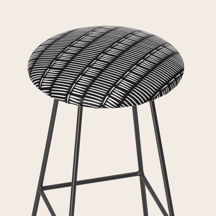 Black & White Stripe Pattern - black background Stool Gallery Image 2
