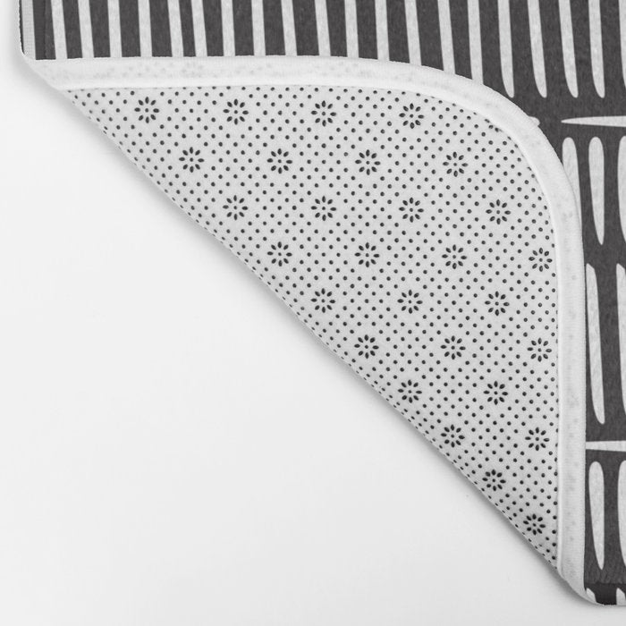 Black & White Stripe Pattern - black background Bath Mat Gallery Image 2