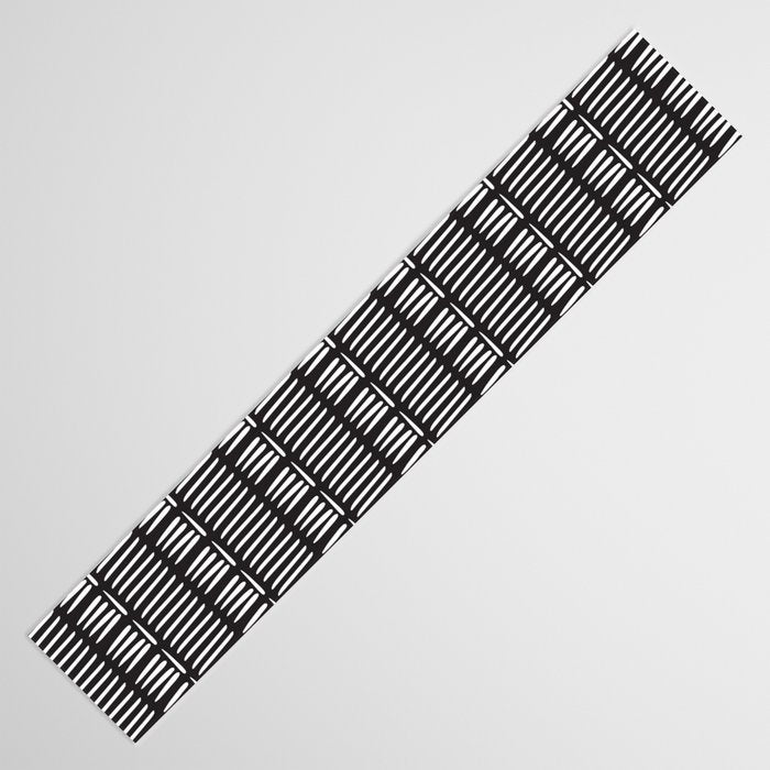 Black & White Stripe Pattern - black background Table Runner Gallery Image 3