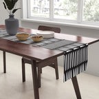 Black & White Stripe Pattern - black background Table Runner Gallery Image 2
