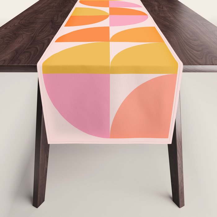 Mid Century Mod Geometry in Pink and Orange Table Runner Gallery Image 1