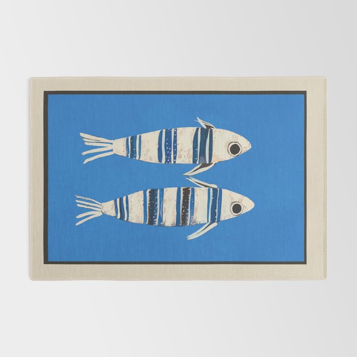 Minimal Fish on Blue Rug Gallery Image 2