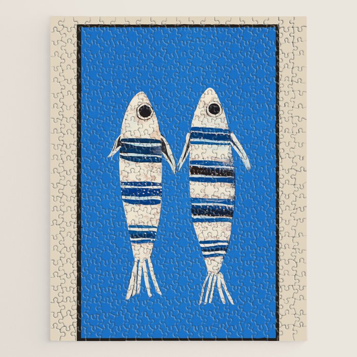 Minimal Fish on Blue Jigsaw Puzzle Gallery Image 1
