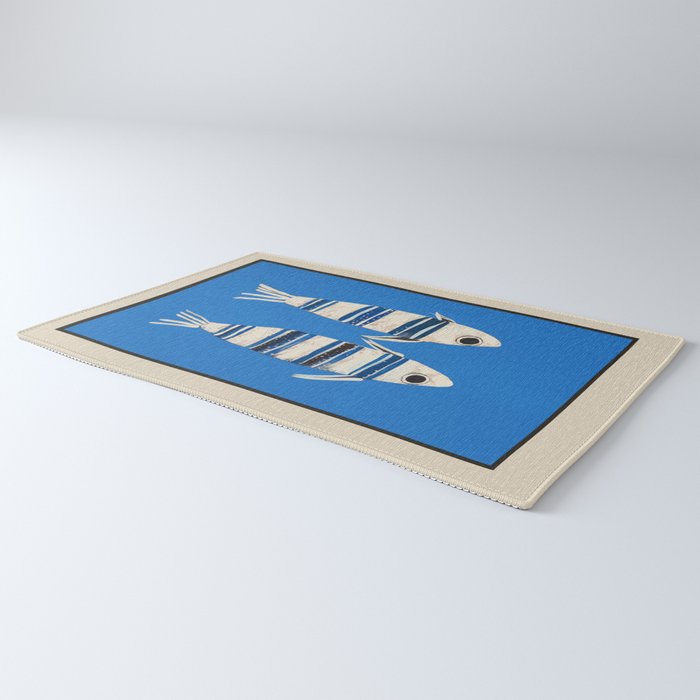 Minimal Fish on Blue Rug Gallery Image 3