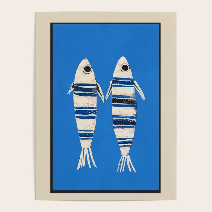 Minimal Fish on Blue Poster Gallery Image 4