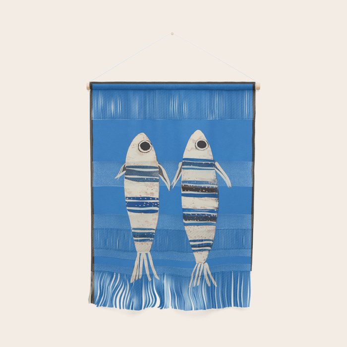 Minimal Fish on Blue Wall Hanging Gallery Image 1