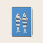 Minimal Fish on Blue Bath Mat Gallery Image 1