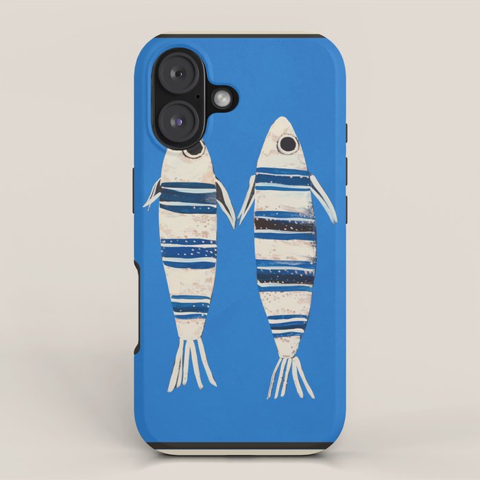 Minimal Fish on Blue iPhone Case Gallery Image 1