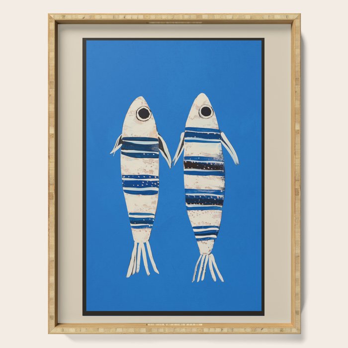 Minimal Fish on Blue Serving Tray Gallery Image 1