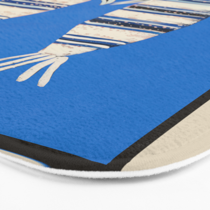 Minimal Fish on Blue Bath Mat Gallery Image 3