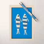 Minimal Fish on Blue Wrapping Paper Gallery Image 1