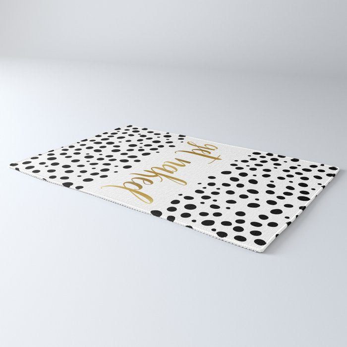 Get Naked Sign, Funny Bathroom Art, Black, White and Gold Rug Gallery Image 3