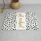 Get Naked Sign, Funny Bathroom Art, Black, White and Gold Rug Gallery Image 1