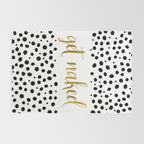 Get Naked Sign, Funny Bathroom Art, Black, White and Gold Rug Gallery Image 2