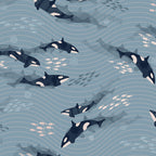Orca in Motion / blue-gray ocean pattern Coffee Mug Gallery Image 2