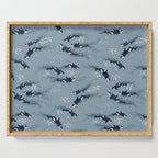 Orca in Motion / blue-gray ocean pattern Serving Tray Gallery Image 1