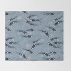 Orca in Motion / blue-gray ocean pattern Throw Blanket Gallery Image 2