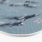 Orca in Motion / blue-gray ocean pattern Bath Mat Gallery Image 3