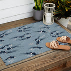 Orca in Motion / blue-gray ocean pattern Outdoor Rug Gallery Image 2