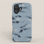 Orca in Motion / blue-gray ocean pattern iPhone Case Gallery Image 1