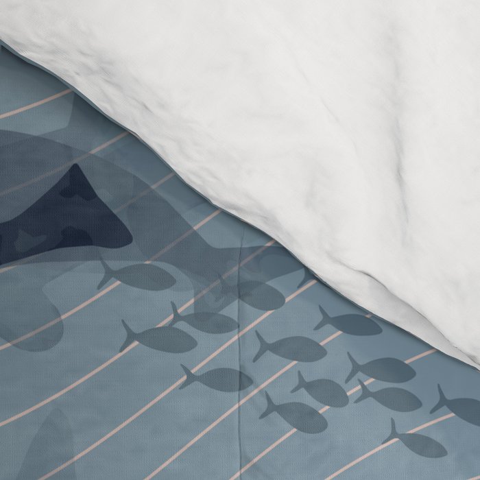 Orca in Motion / blue-gray ocean pattern Comforter Gallery Image 4