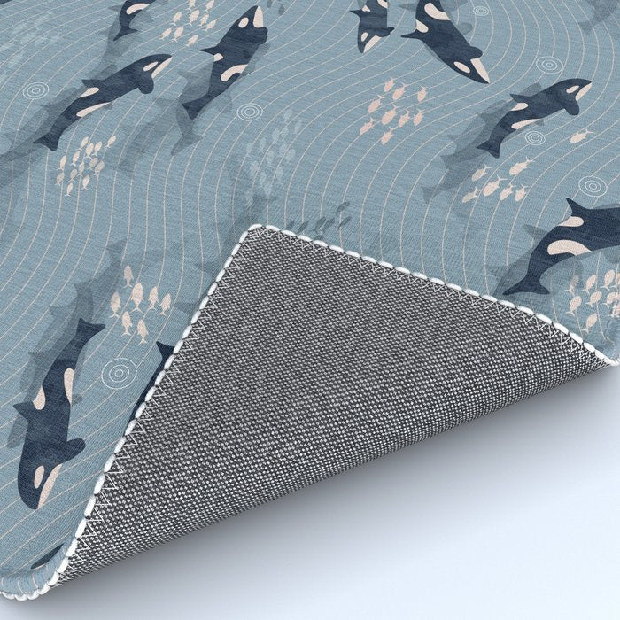Orca in Motion / blue-gray ocean pattern Rug Gallery Image 4