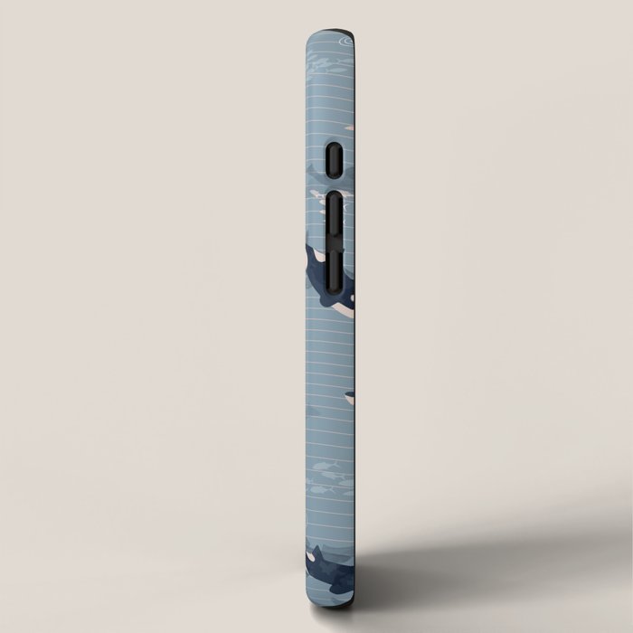 Orca in Motion / blue-gray ocean pattern iPhone Case Gallery Image 2